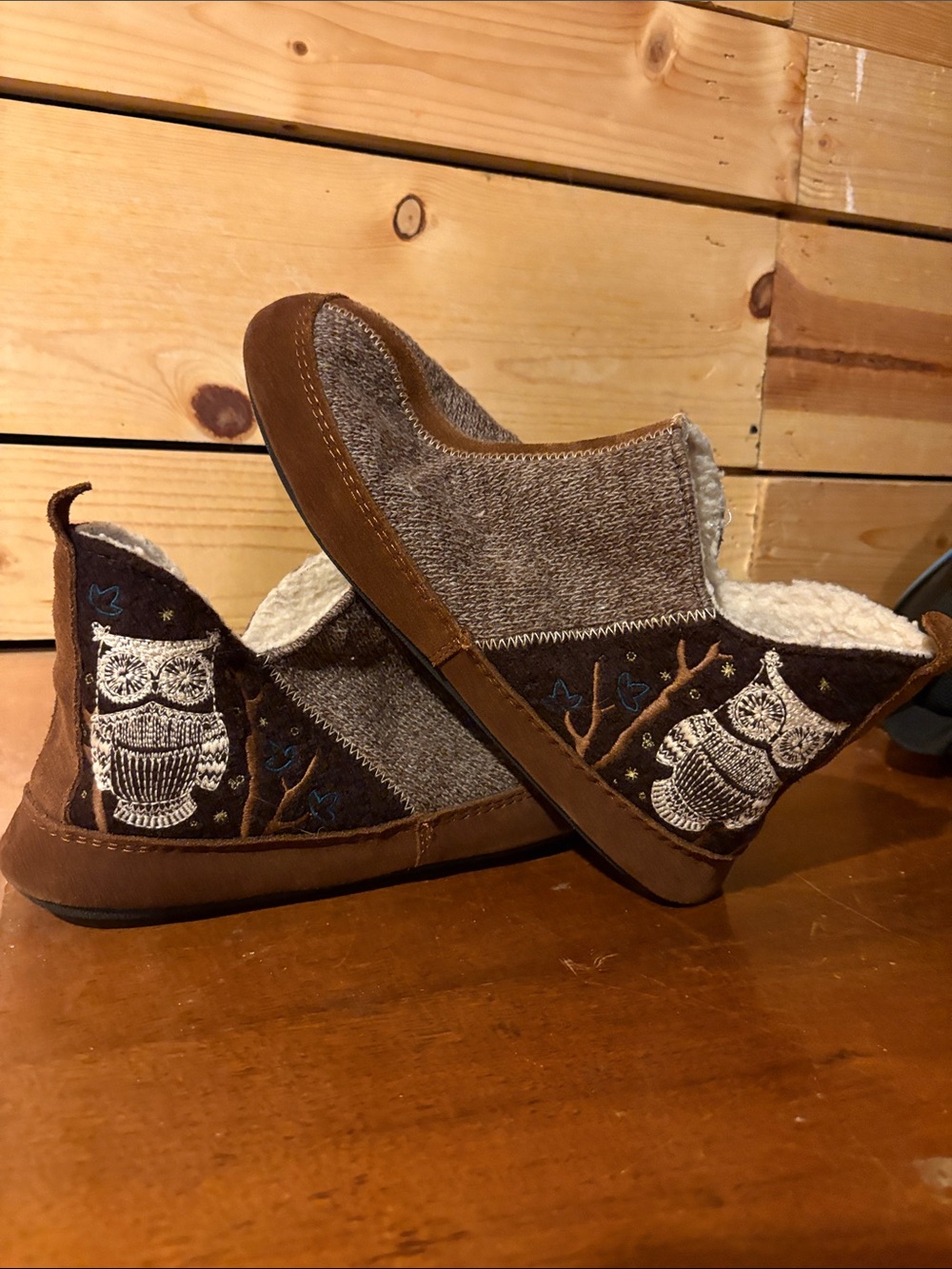 Women’s Brown Owl Slip-On Cozy Shoes